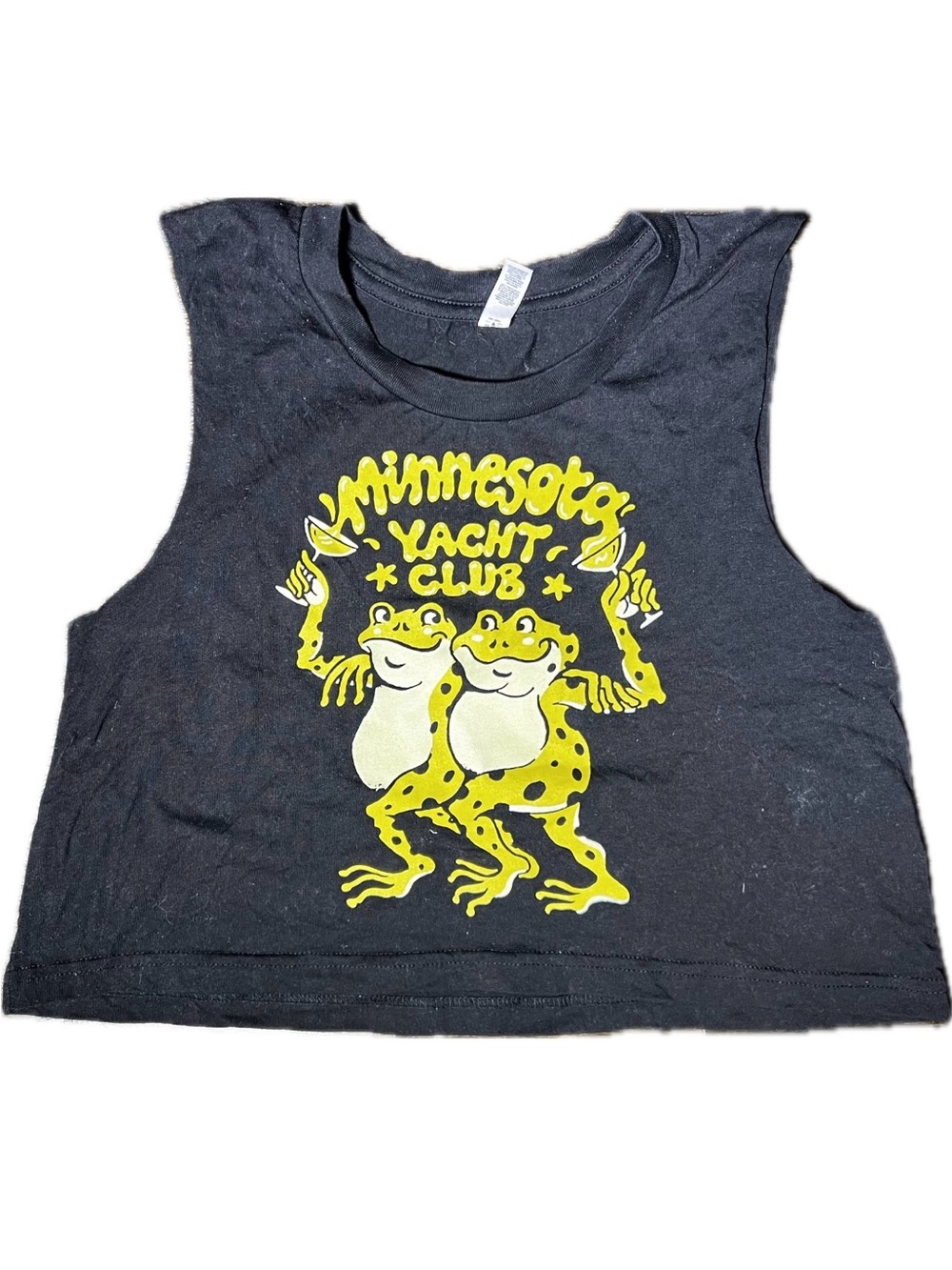 ascolour Minnesota Yacht Club Festival Black Frog Graphic Crop Tank Top XS
